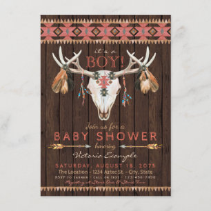 Invitations tribales de baby shower de crâne
