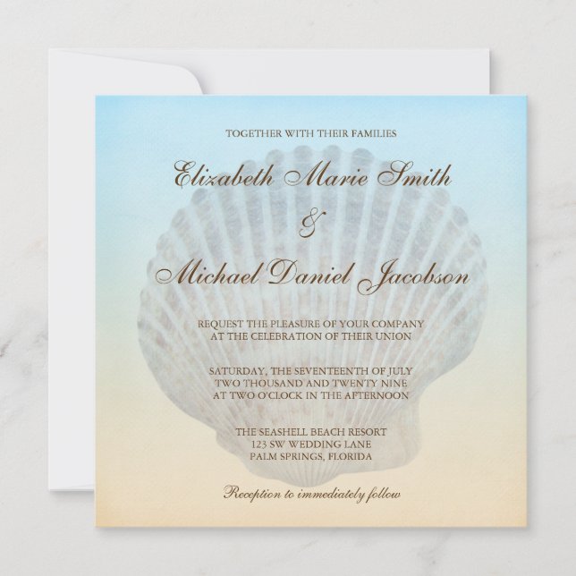 Invitations tropicales de mariage de plage de (Devant)
