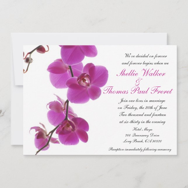 Invitations tropicales de mariage d'orchidée (Devant)