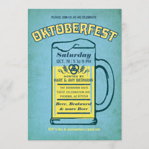 Invitations Turquoise Cute Oktoberfest