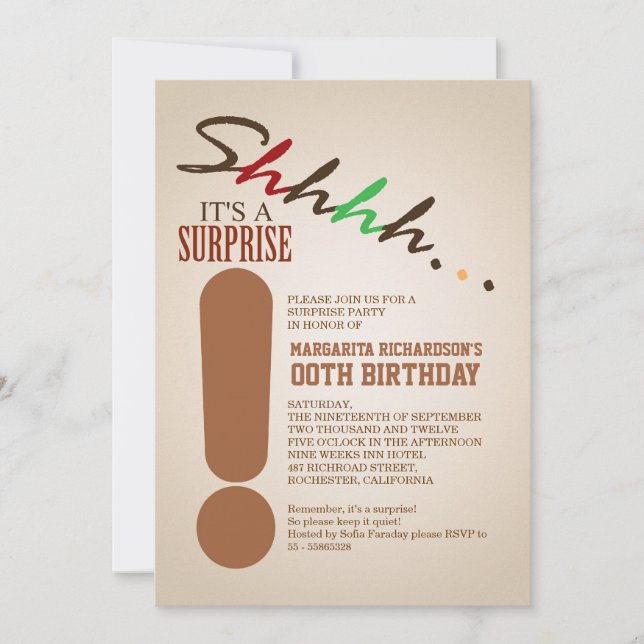invitations typographiques de fête d'anniversaire  (Devant)