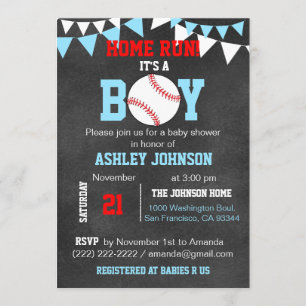 Invitations Unique Blue Boy Baseball Baby Shower