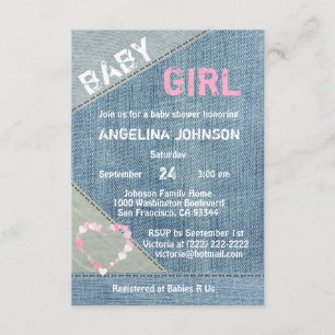 Invitations UNIQUE Denim Girls Baby Shower