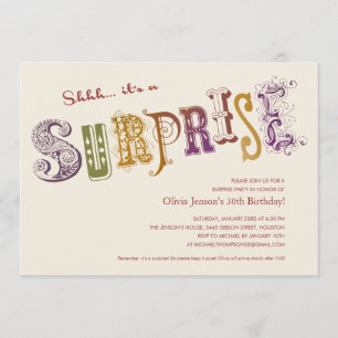 Invitations uniques de fêtes surprises