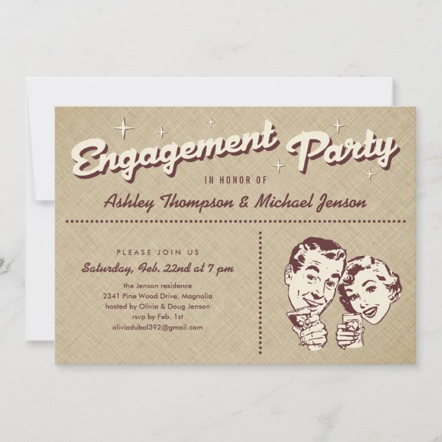 Invitations uniques de partie de fiançailles (Devant)