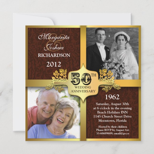 invitations uniques pour un 50e anniversaire avec  (Devant)