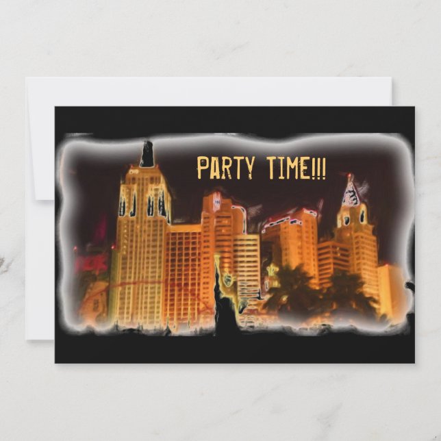 Invitations Vegas personnalisables à l'heure de la (Devant)