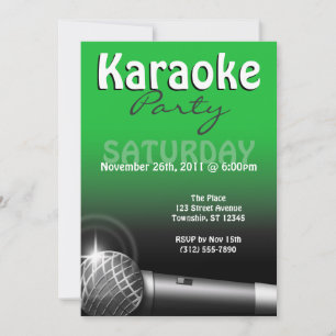 Invitations vertes du Karaoke Party