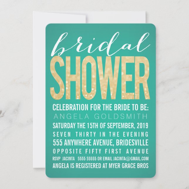 Invitations verts de partie de douche de parties (Devant)