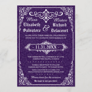 Invitations victoriens gothiques pourpres de