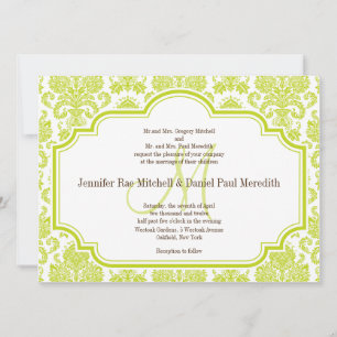 Invitations vintage Chartreuse Mariage damassé