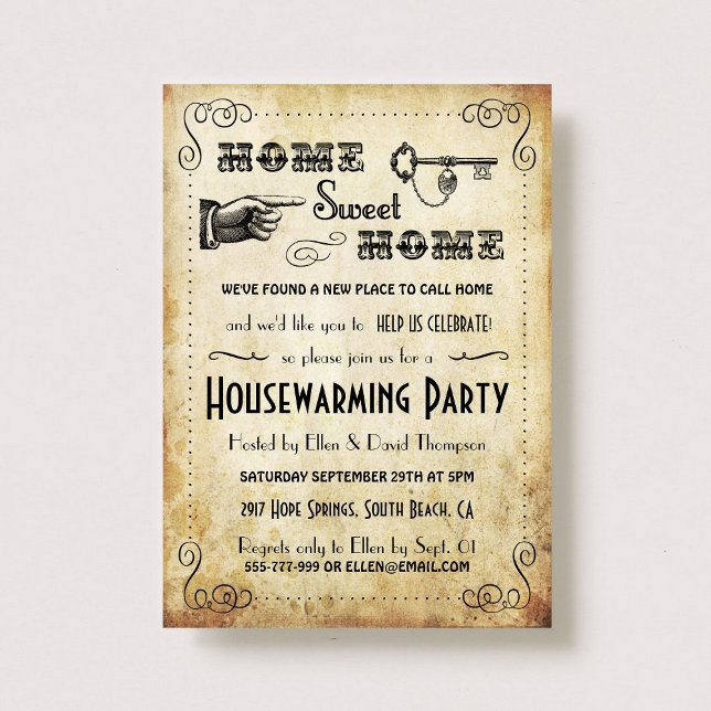 Invitations vintage "Home Sweet Home" (Créateur téléchargé)