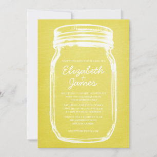 Invitations Vintage Jaune Mason Jar Mariage