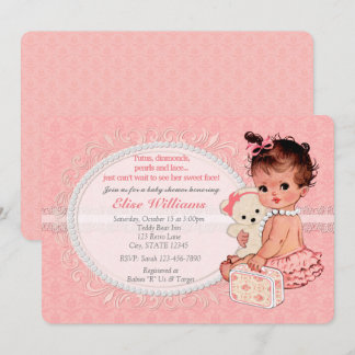 Invitations vintages 3 de baby shower de filles