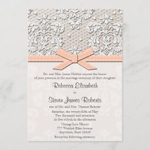 Invitations Vintages à la dentelle et à la perle