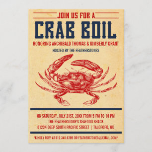 Invitations Vintages à la fête de bouillie de crab
