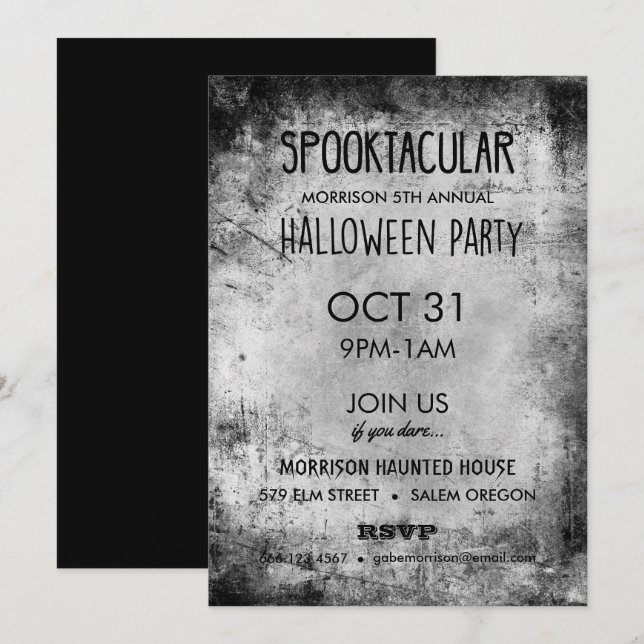 Invitations Vintages à la fête d'Halloween (Devant / Derrière)