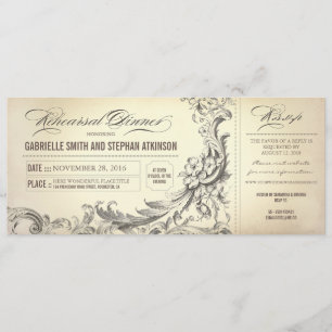 Invitations vintages aux billets pour le dîner de 