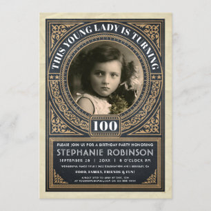 Invitations vintages d'anniversaire d'étape