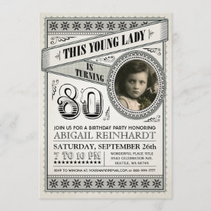 Invitations vintages d'anniversaire d'étape