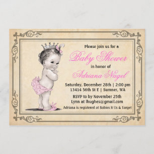Invitations vintages de baby shower de princesse