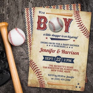 Invitations vintages de baseball Boys Baby Shower