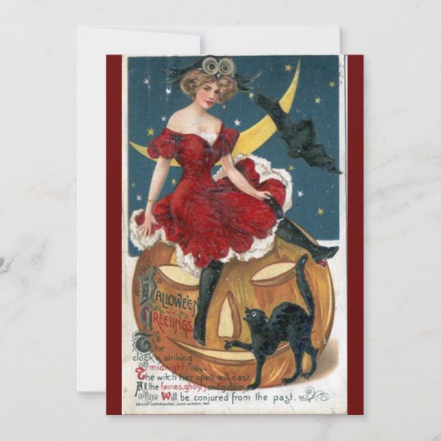 Invitations vintages de citrouille de Halloween (Devant)