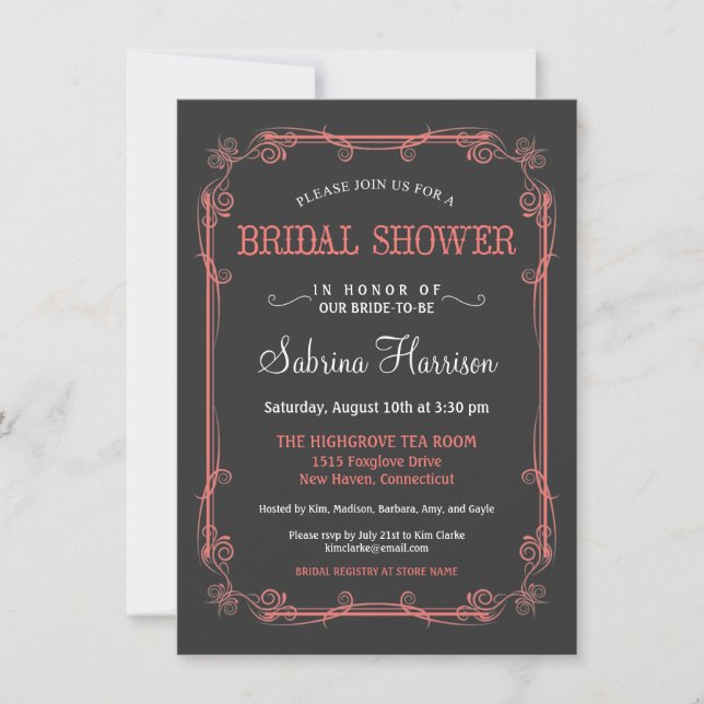Invitations vintages de douche nuptiale Chalkboard (Devant)
