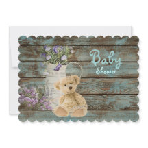 Invitations vintages de douches pour bébé en bois 