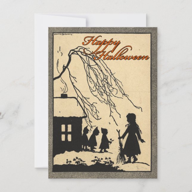 Invitations vintages de Halloween (Devant)