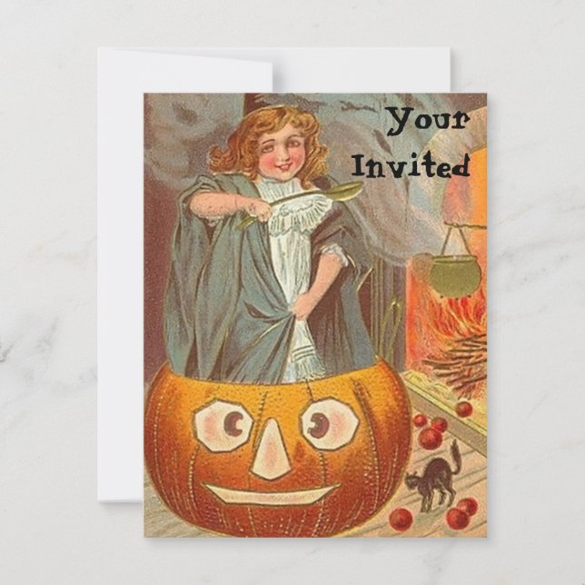 Invitations vintages de Halloween (Devant)