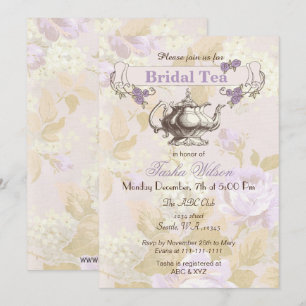 Invitations vintages de la fête du thé nuptial à f