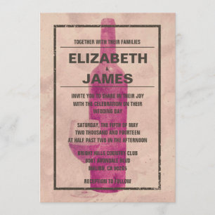 Invitations vintages de mariage de bouteille de