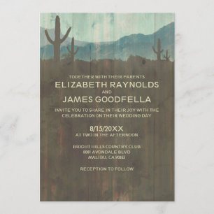 Invitations vintages de mariage de cactus