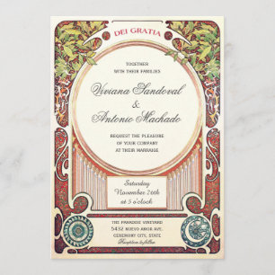 Invitations vintages de mariage de Nouveau d'art I