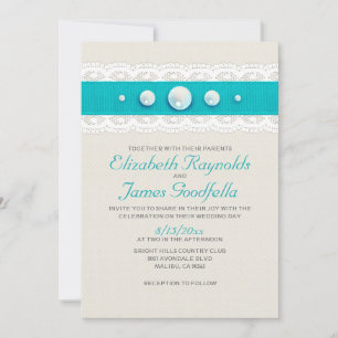Invitations vintages de mariage de perle