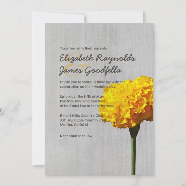 Invitations vintages de mariage de souci (Devant)
