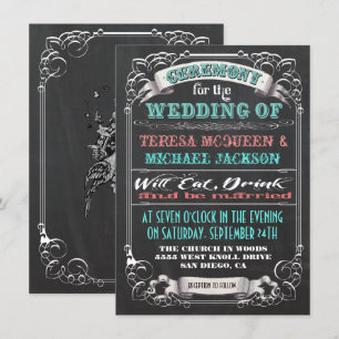 Invitations vintages de mariage de tableau noir