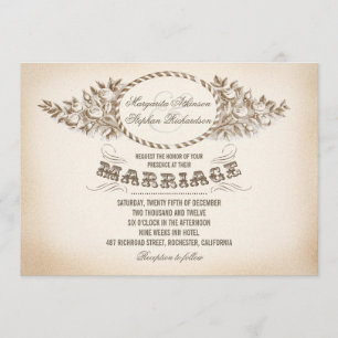 invitations vintages de mariage de typographie