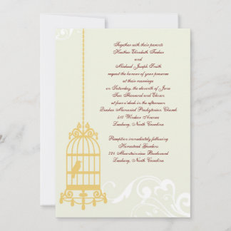 Invitations Vintages de mariage en cage à oiseaux