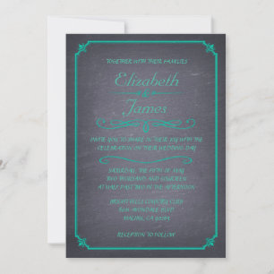 Invitations Vintages de mariage en tableau noir tu