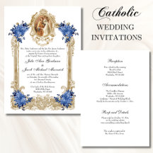 INVITATIONS vintages DE MARIAGE FLORAL BLEU