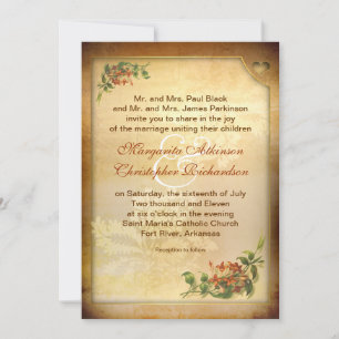 Invitations vintages de mariage marron victorien