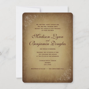 Invitations vintages de mariage rustique aux angle