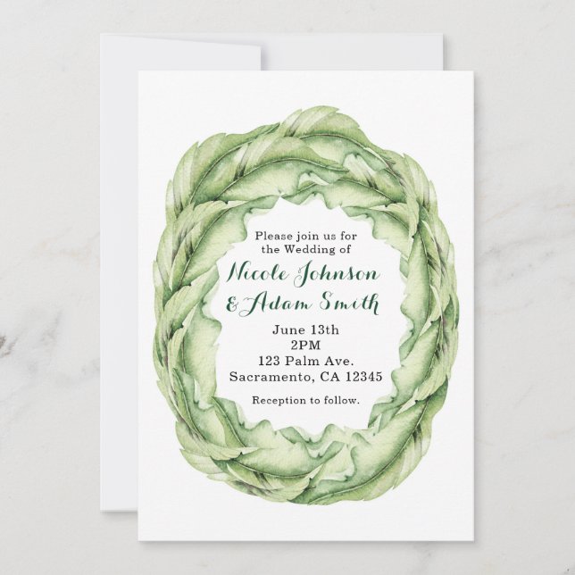 Invitations vintages de mariage tropical chic Feui (Devant)