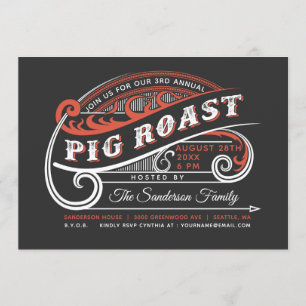 Invitations vintages de rôti de porc rétro