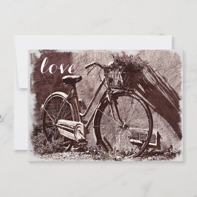 Invitations vintages élégantes de mariage d'amour (Devant)