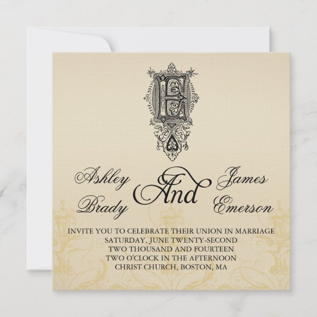 Invitations vintages élégantes de mariage du (Devant)