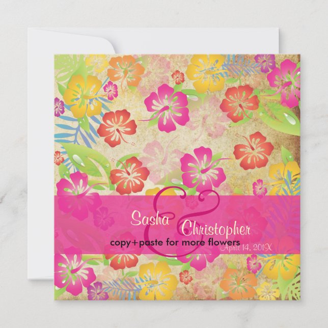 Invitations Vintages/Leis/Luau/hibiscusWedding (Devant)