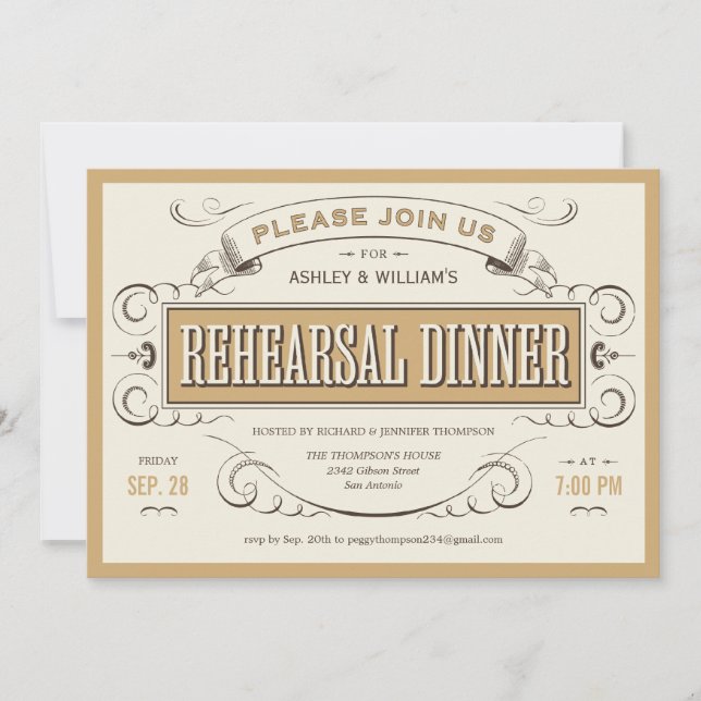 Invitations vintages occidentales de dîner de (Devant)